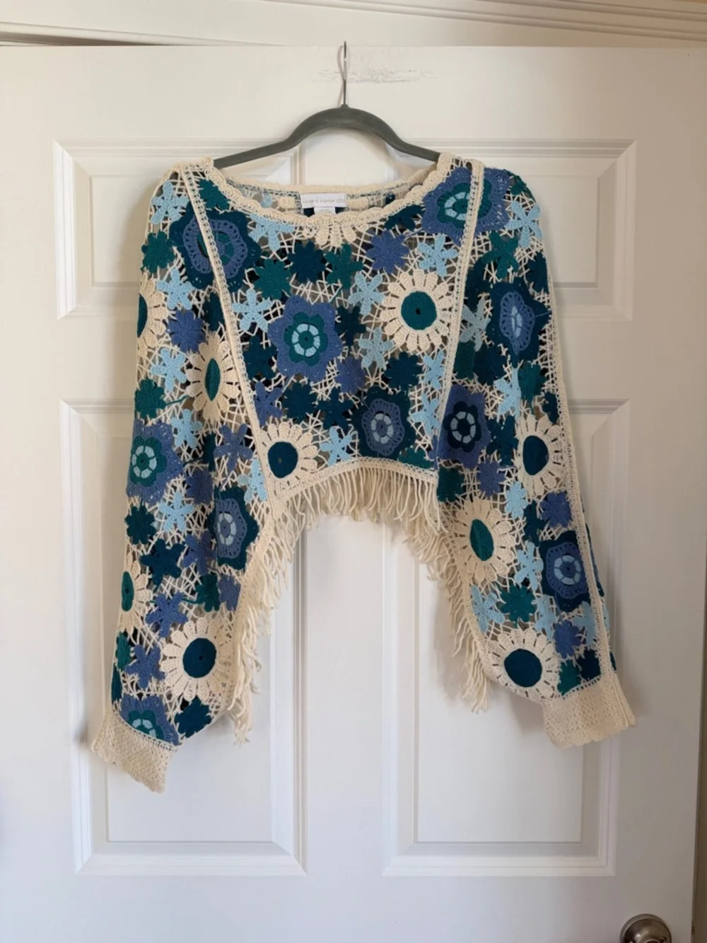 House of Harlow 1960 Multicolor Crochet Sweater Top - Picture 2 of 8